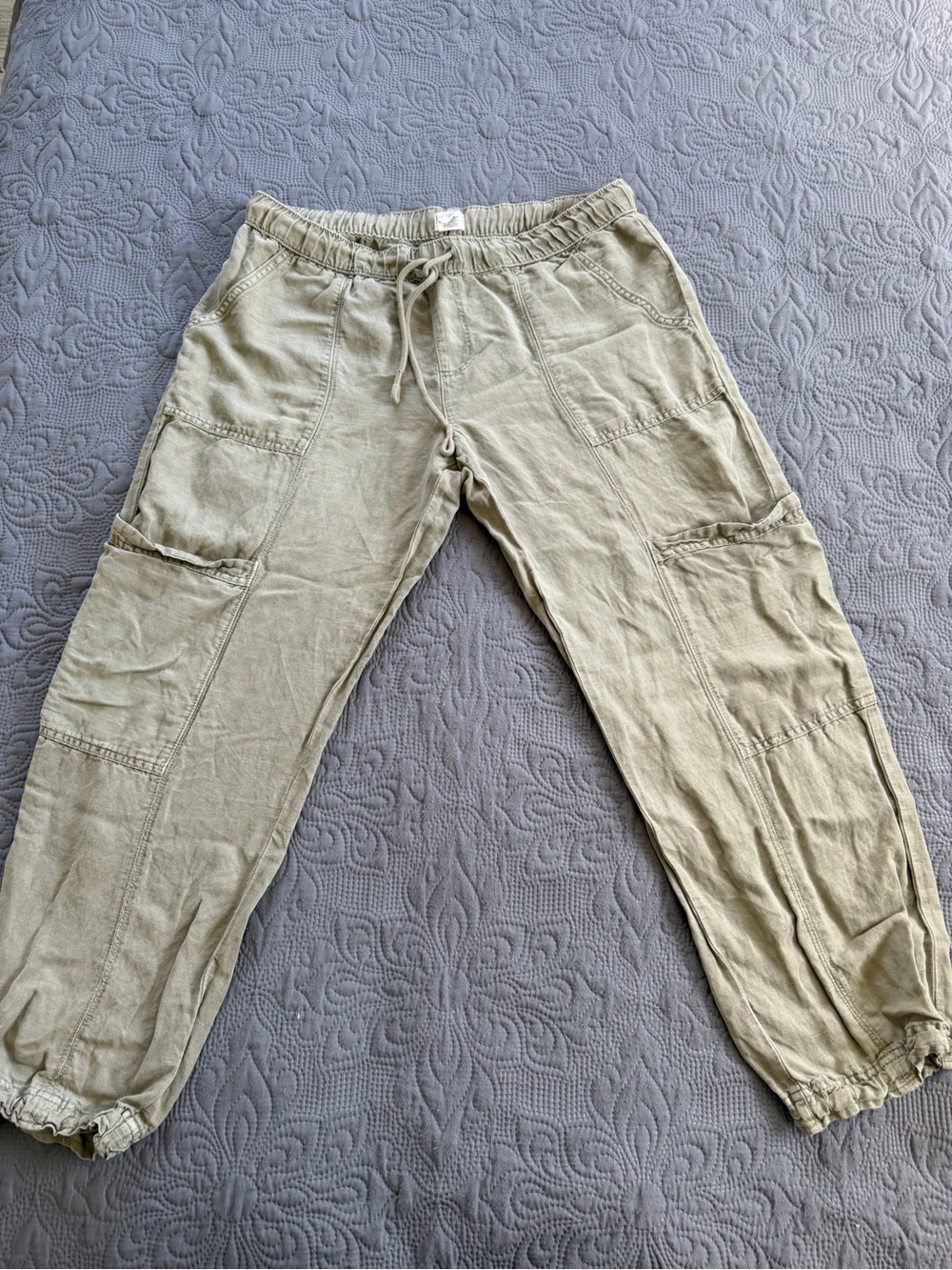 Nicole Miller Olive Green Cargo Drawstring Pants